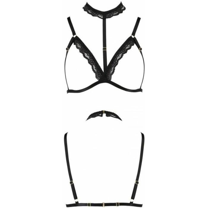 Бюстгальтер-стрепи з чокером Passion Exclusive SHELLY BRA XXL/XXXL, black