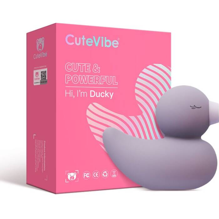 Вакуумний вібратор-качечка CuteVibe Ducky Grey