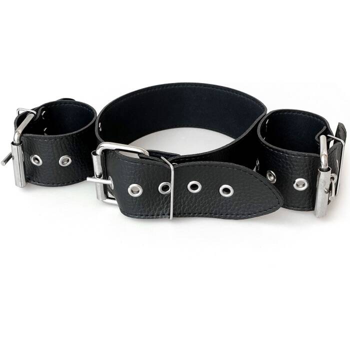 Нашийник з наручниками із натуральної шкіри Art of Sex - Bondage Collar with Handcuffs