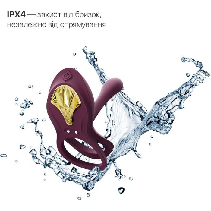 Смарт-ерекційне кільце Zalo - BAYEK Velvet Purple, подвійне з ввідною частиною, пульт ДК
