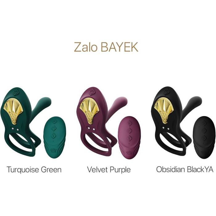 Смарт-ерекційне кільце Zalo - BAYEK Velvet Purple, подвійне з ввідною частиною, пульт ДК