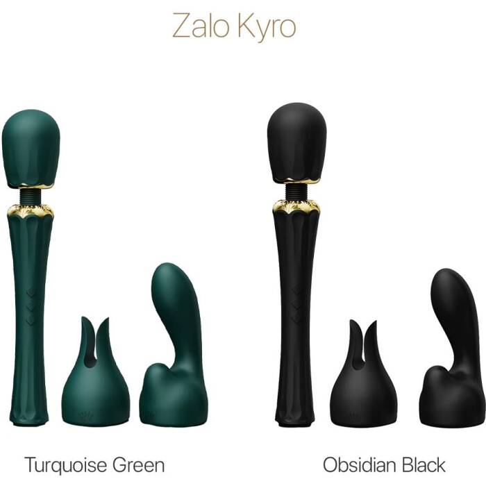 Вібромасажер з насадками Zalo — Kyro Wand Turquoise Green