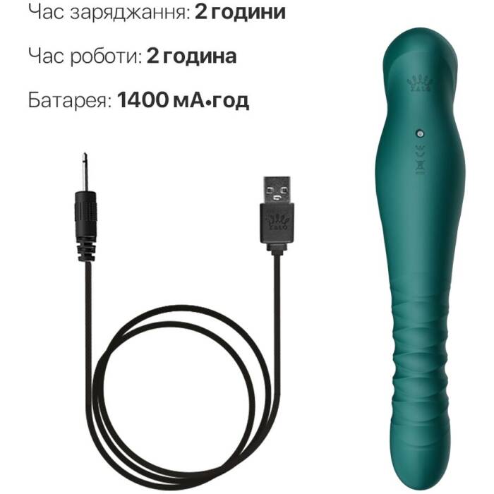 Смартвібратор-пульсатор Zalo — King Turquoise Green, кристал Swarovski