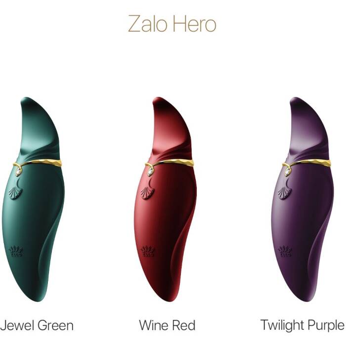 Вібратор 2в1 з язичком Zalo — Hero Wine Red, кристал Swarovski