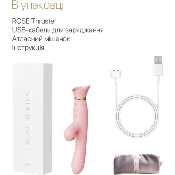 Пульсатор-вібратор із вакуумною стимуляцією клітора Zalo - ROSE Thruster Strawberry Pink