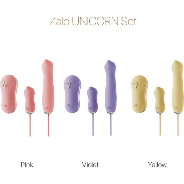 Набір 3в1 Zalo – UNICORN Set Pink, віброяйце, пульсатор, вакуумний стимулятор