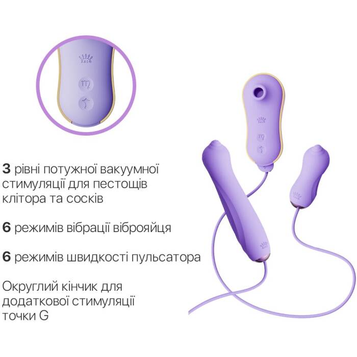 Набір 3в1 Zalo – UNICORN Set Violet, віброяйце, пульсатор, вакуумний стимулятор