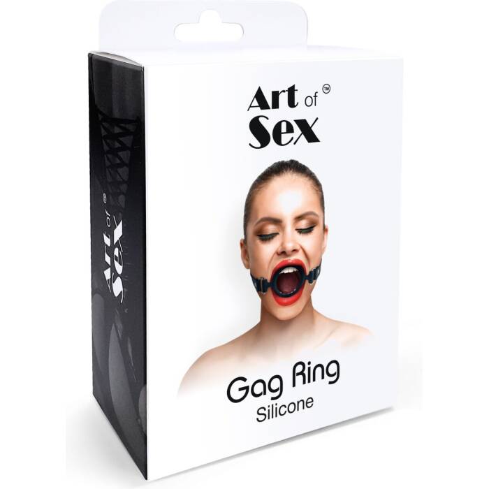 Кляп-розширювач силіконове кільце Art of Sex – Gag ring, червоний, натуральна шкіра