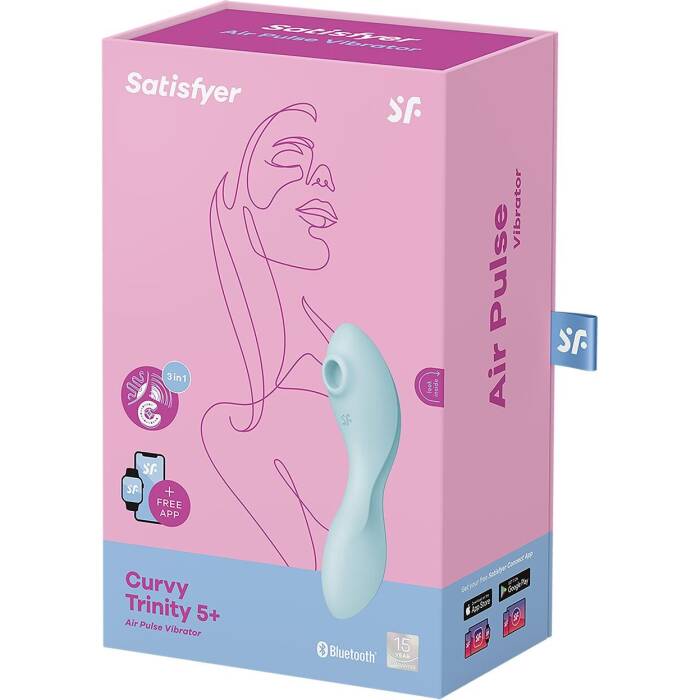 Вакуумний смарт-стимулятор із вібрацією Satisfyer Curvy Trinity 5 (Blue), керування зі смартфона