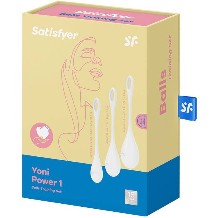 Набір йоні намистин Satisfyer Yoni Power 1 White, діаметр 2-2,5-3см, вага 22-46-74гр