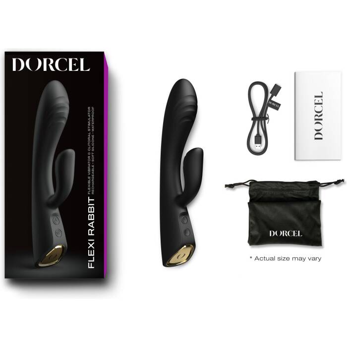 Вібратор-кролик з підігрівом Dorcel FLEXI RABBIT BLACK, гнучкий стовбур