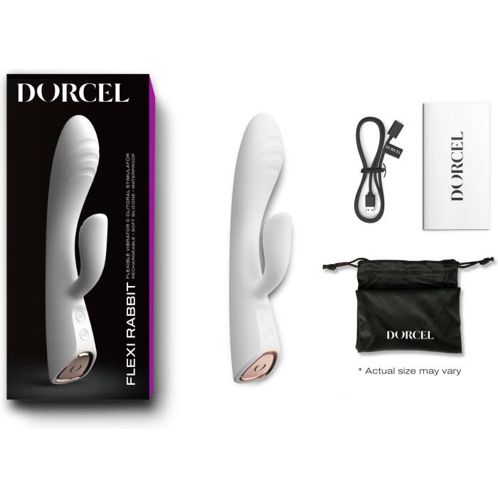 Вібратор-кролик з підігрівом Dorcel FLEXI RABBIT WHITE, гнучкий стовбур