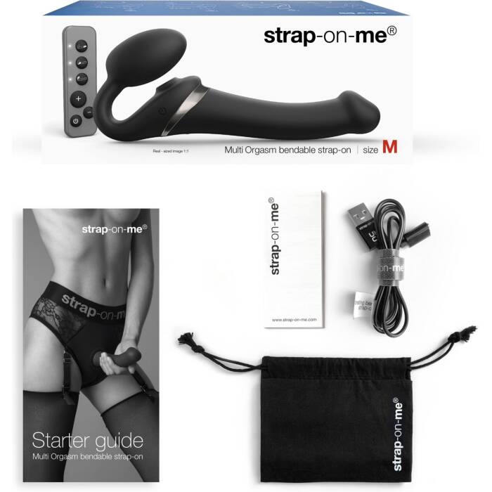 Безремінний вібрострапон з вакуумною стимуляцією Strap-On-Me MULTI ORGASM Black XL, регульований