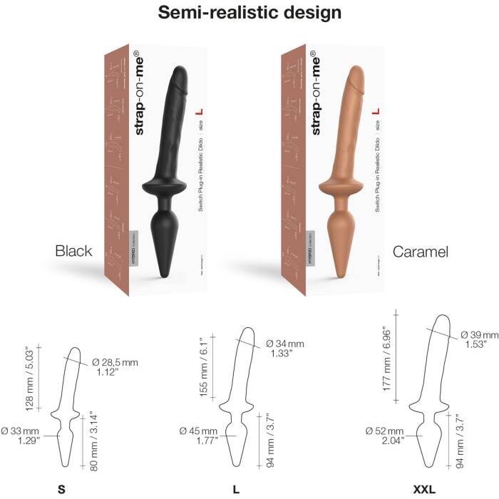 Анальна пробка з дилдо 2в1 Strap-On-Me SWITCH PLUG-IN REALISTIC DILDO Caramel S, діаметр 3,3/2,9 см