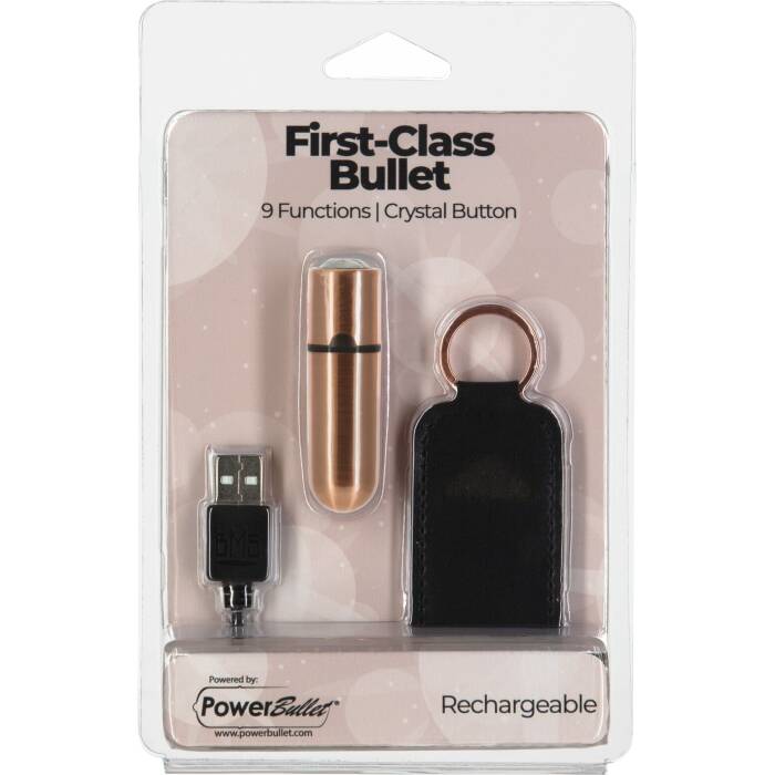 Віброкуля PowerBullet First-Class Bullet 2.5″ з Key Chain Pouch, Rose Gold, 9 режимів вібрації