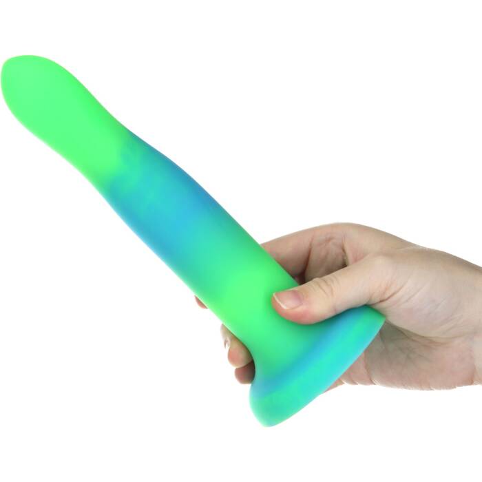 Фалоімітатор, що світиться в темряві, ADDICTION Rave 8″, Glow in the Dark Dildo Blue Green, 20,3 см