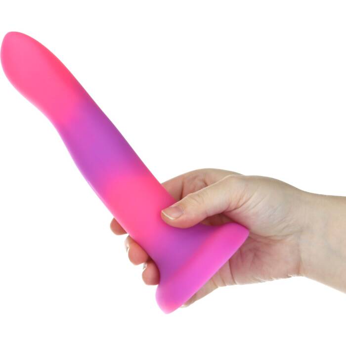 Фалоімітатор, що світиться в темряві, ADDICTION Rave 8″, Glow in the Dark Dildo Pink Purple, 20,3 см