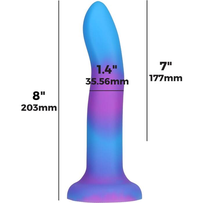 Фалоімітатор, що світиться в темряві, ADDICTION Rave 8″ Glow in the Dark Dildo Blue Purple, 20,3 см