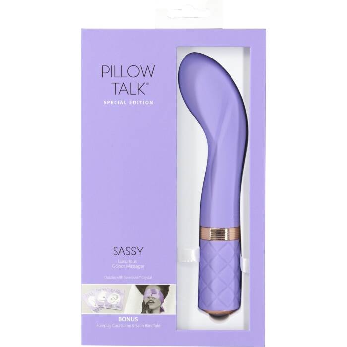 Розкішний вібратор Pillow Talk Sassy Purple Special Edition, Сваровскі, пов’язка на очі+гра