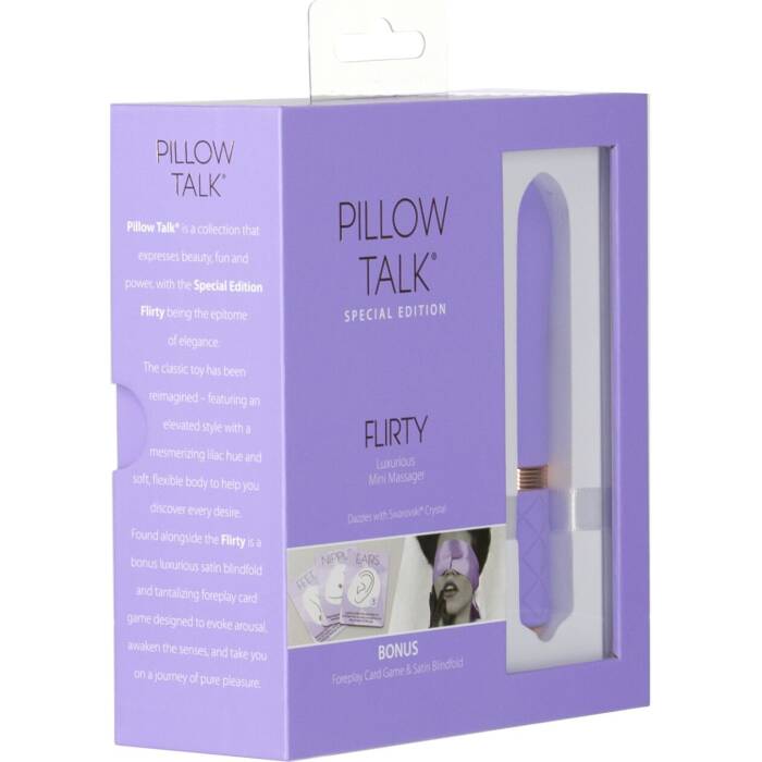 Розкішний вібратор Pillow Talk Flirty Purple Special Edition, Сваровскі, пов’язка на очі+гра