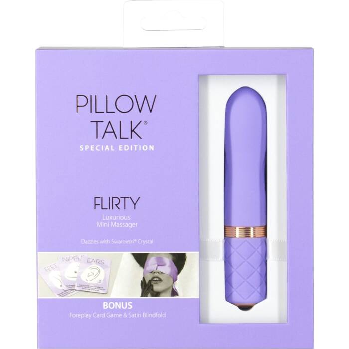 Розкішний вібратор Pillow Talk Flirty Purple Special Edition, Сваровскі, пов’язка на очі+гра