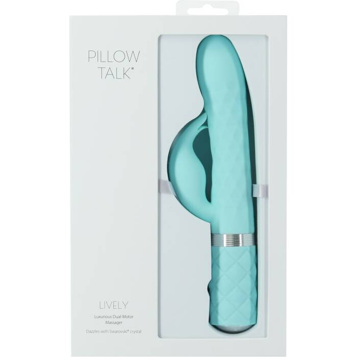 Розкішний кролик з ротацією та вібрацією Pillow Talk Lively Teal, кристал Сваровскі, потрійний відро