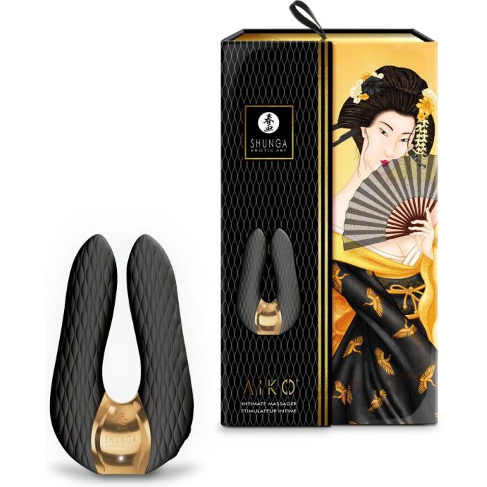 Вібратор для клітора Shunga Aiko Black, гнучкі кінчики