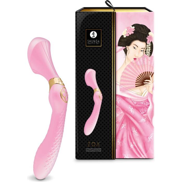 Вібромасажер Shunga Zoa Light Pink, двосторонній