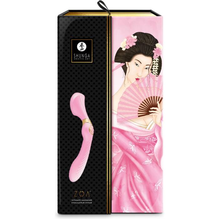 Вібромасажер Shunga Zoa Light Pink, двосторонній