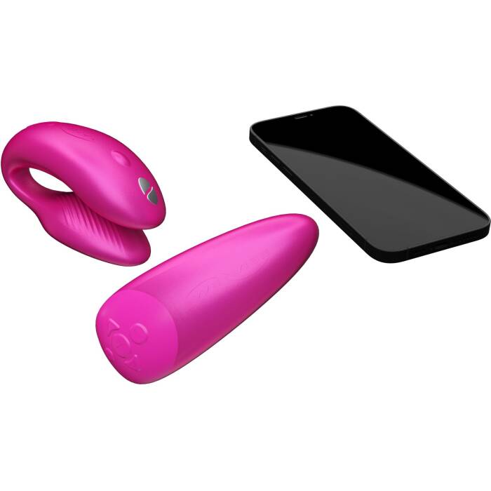 Смарт-вібратор для пар We-Vibe Chorus Cosmic Pink, сенсорне керування вібраціями стисненням пульта