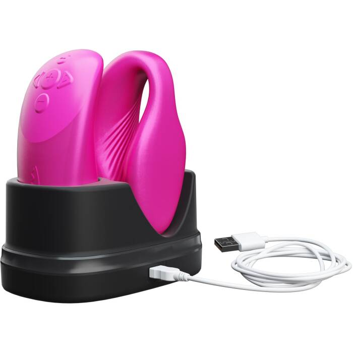 Смарт-вібратор для пар We-Vibe Chorus Cosmic Pink, сенсорне керування вібраціями стисненням пульта