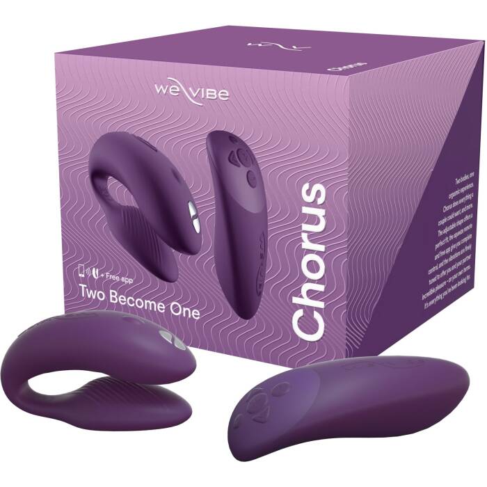 Смарт-вібратор для пар We-Vibe Chorus Purple, сенсорне керування вібраціями стисненням пульта