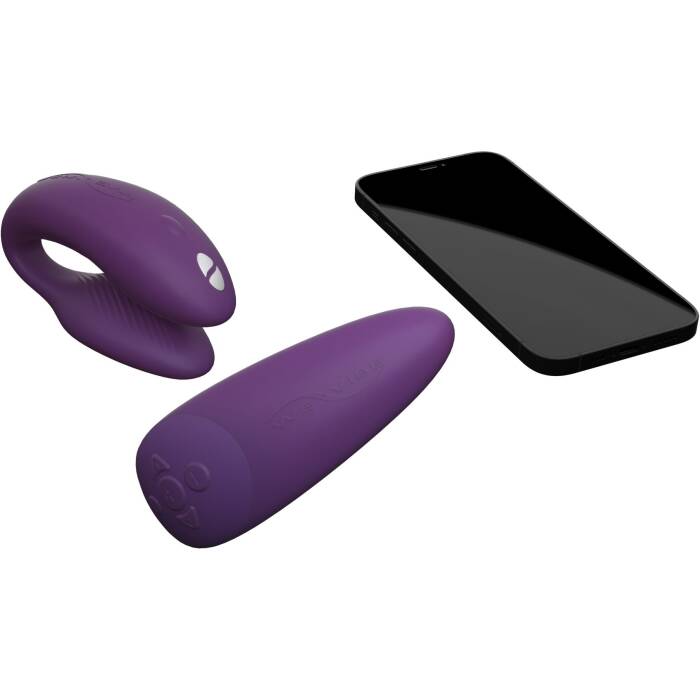 Смарт-вібратор для пар We-Vibe Chorus Purple, сенсорне керування вібраціями стисненням пульта