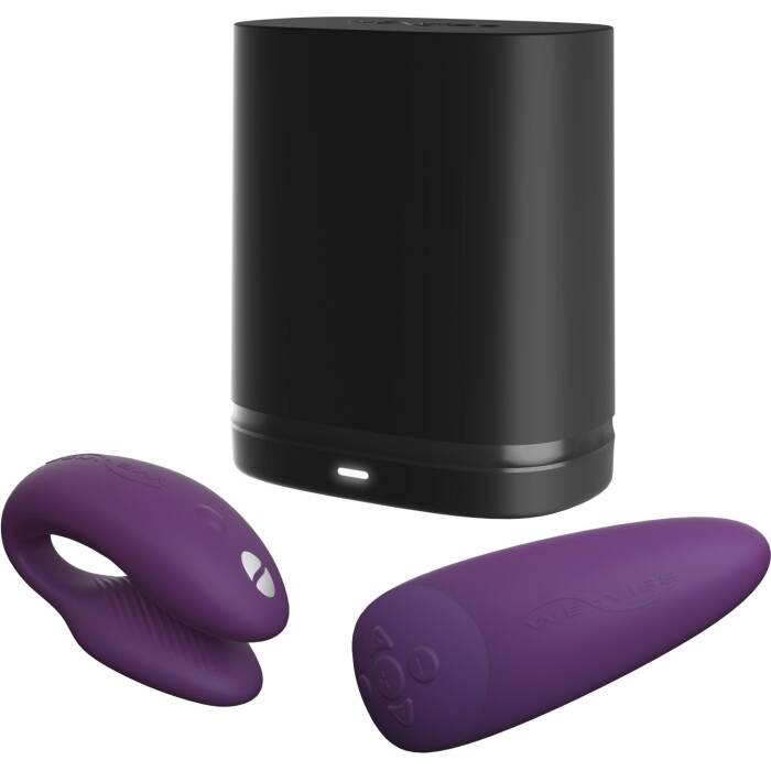 Смарт-вібратор для пар We-Vibe Chorus Purple, сенсорне керування вібраціями стисненням пульта