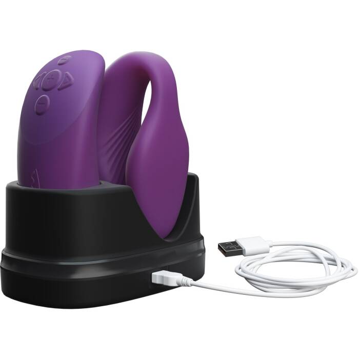 Смарт-вібратор для пар We-Vibe Chorus Purple, сенсорне керування вібраціями стисненням пульта