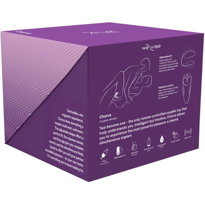 Смарт-вібратор для пар We-Vibe Chorus Purple, сенсорне керування вібраціями стисненням пульта