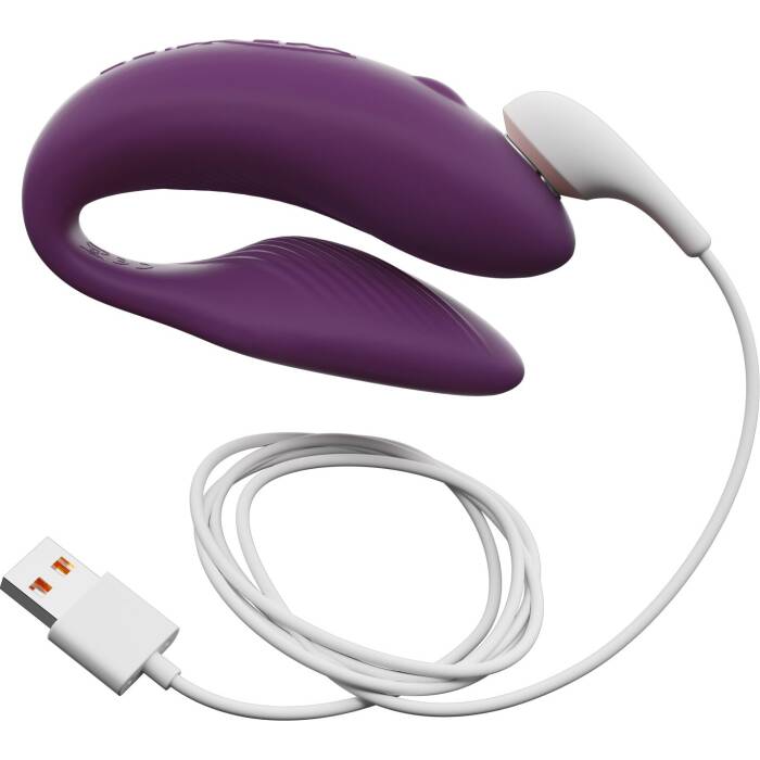 Смарт-вібратор для пар We-Vibe Chorus Purple, сенсорне керування вібраціями стисненням пульта