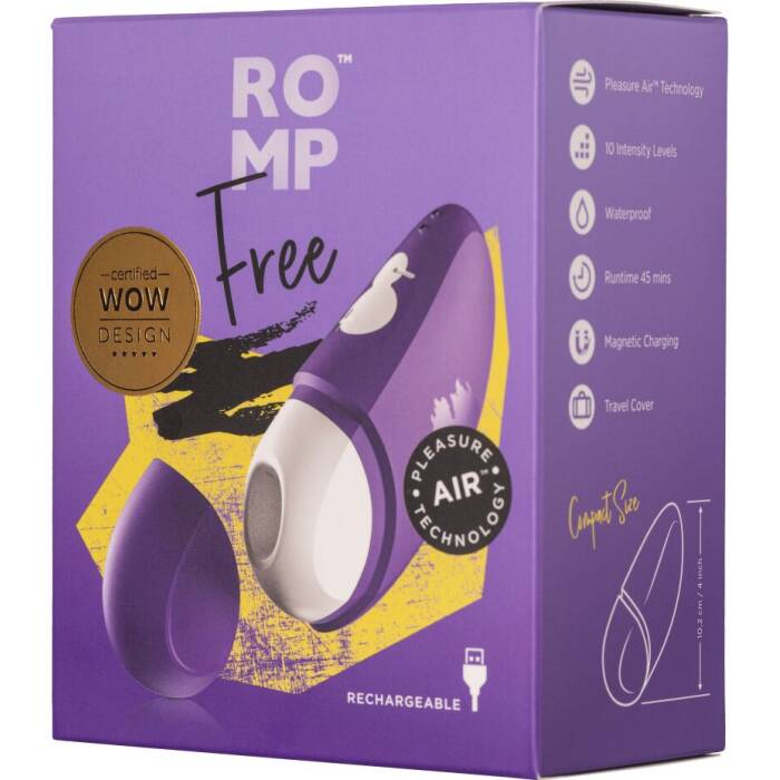 Вакуумний кліторальний стимулятор Romp Free, дорожній чохол, 10 рівнів інтенсивності