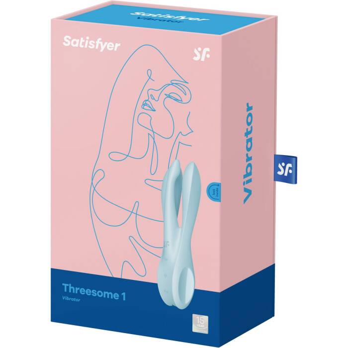 Кліторальний вібратор Satisfyer Threesome 1 Light Blue з трьома гнучкими пальчиками