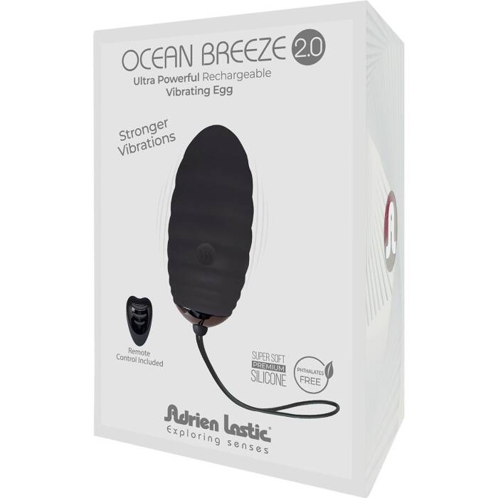 Віброяйце Adrien Lastic Ocean Breeze 2.0 Black, пульт ДК, дуже потужний мотор, 10 віброрежимів