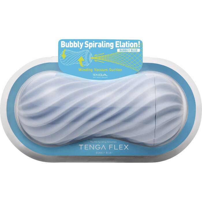 Мастурбатор Tenga FLEX Bubbly Blue зі змінною інтенсивністю, можна скручувати, вакуум