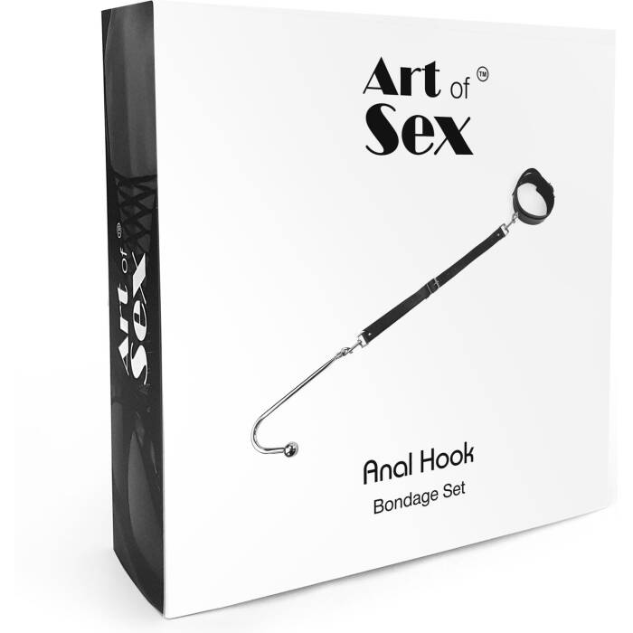 Анальний гак 1 із нашийником з натуральної шкіри Art of Sex - Anal hook, Чорний