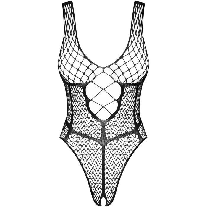 Бодістокінг із великої сітки з доступом Obsessive B117 teddy S/M/L, чорний