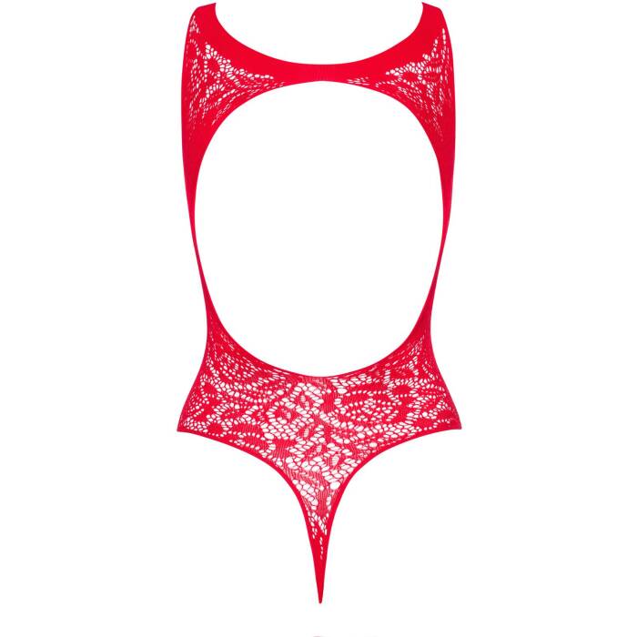 (SALE) Ажурний бодістокінг із ефектом шнурівки Obsessive B120 teddy red S/M/L, червоний