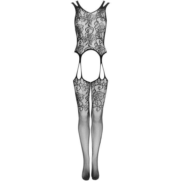 Бодістокінг Obsessive Bodystocking F237 XL/XXL, рослинне плетіння, імітація панчіх