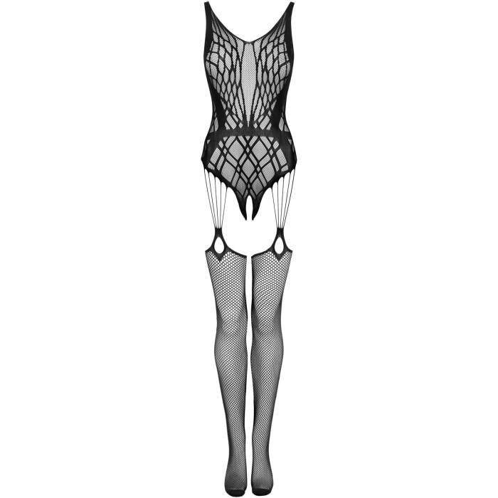 Бодістокінг Obsessive Bodystocking G324 XL/XXL black, силуетний малюнок