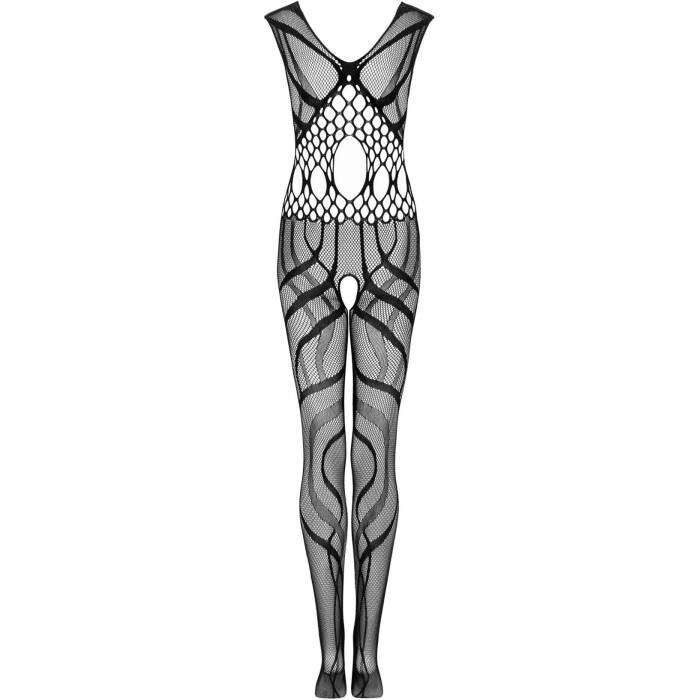 Сітчастий бодістокінг з вирізами та малюнком Obsessive Bodystocking G328 S/M/L, чорний, комбінезон