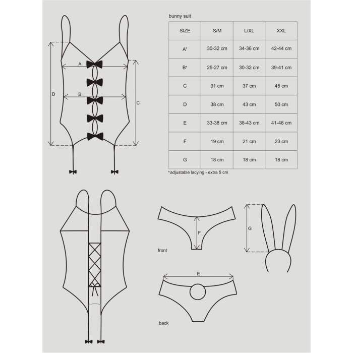 Еротичний костюм зайчика Obsessive Bunny suit 4 pcs costume pink L/XL, рожевий, топ з підв’язками, т