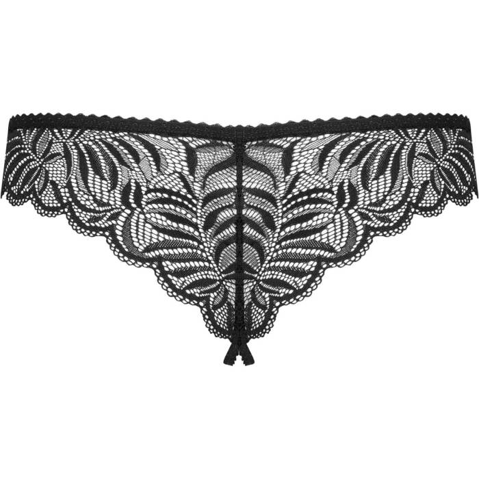 Мереживні танга з доступом Obsessive Contica crothchles thong L/XL, чорні