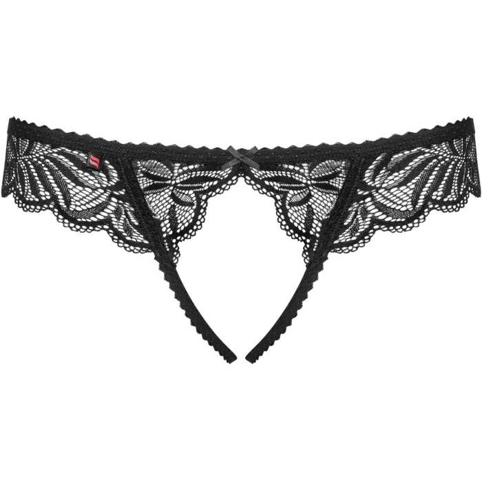 Мереживні танга з доступом Obsessive Contica crothchles thong L/XL, чорні